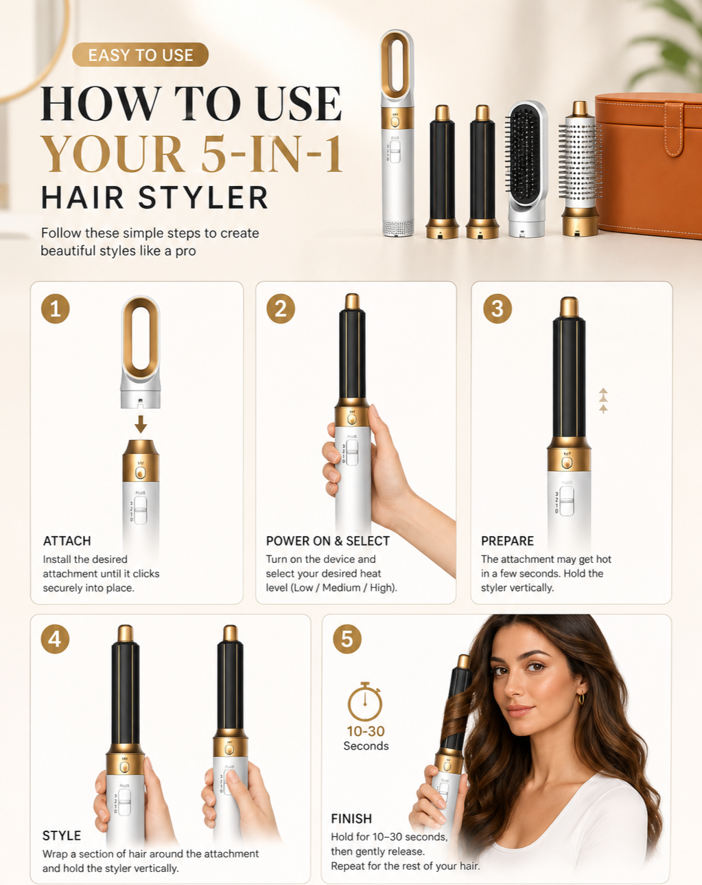 5 in 1 Hair Dryer Brush and Styler Kit Professional