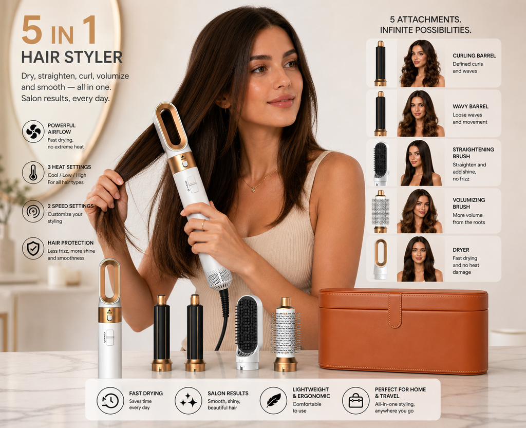 5 in 1 Hair Dryer Brush and Styler Kit Professional